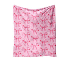Pink Bow Flannel Throw Blanket 30x40 inch