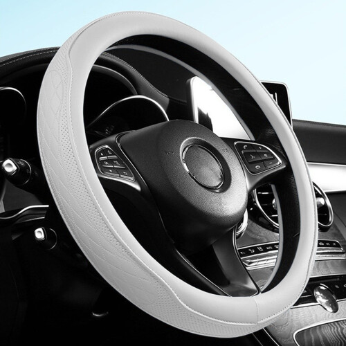 Steering Wheel Cover White Thin Handle Antislip Universal 1