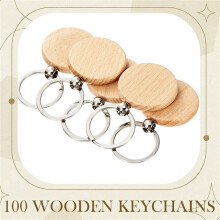 200 Pièces Porte-Clés En Bois Flans En Vrac Rond Bois Gravure Flans Inachevé Porte-Clés En Bois Porte-Clés B