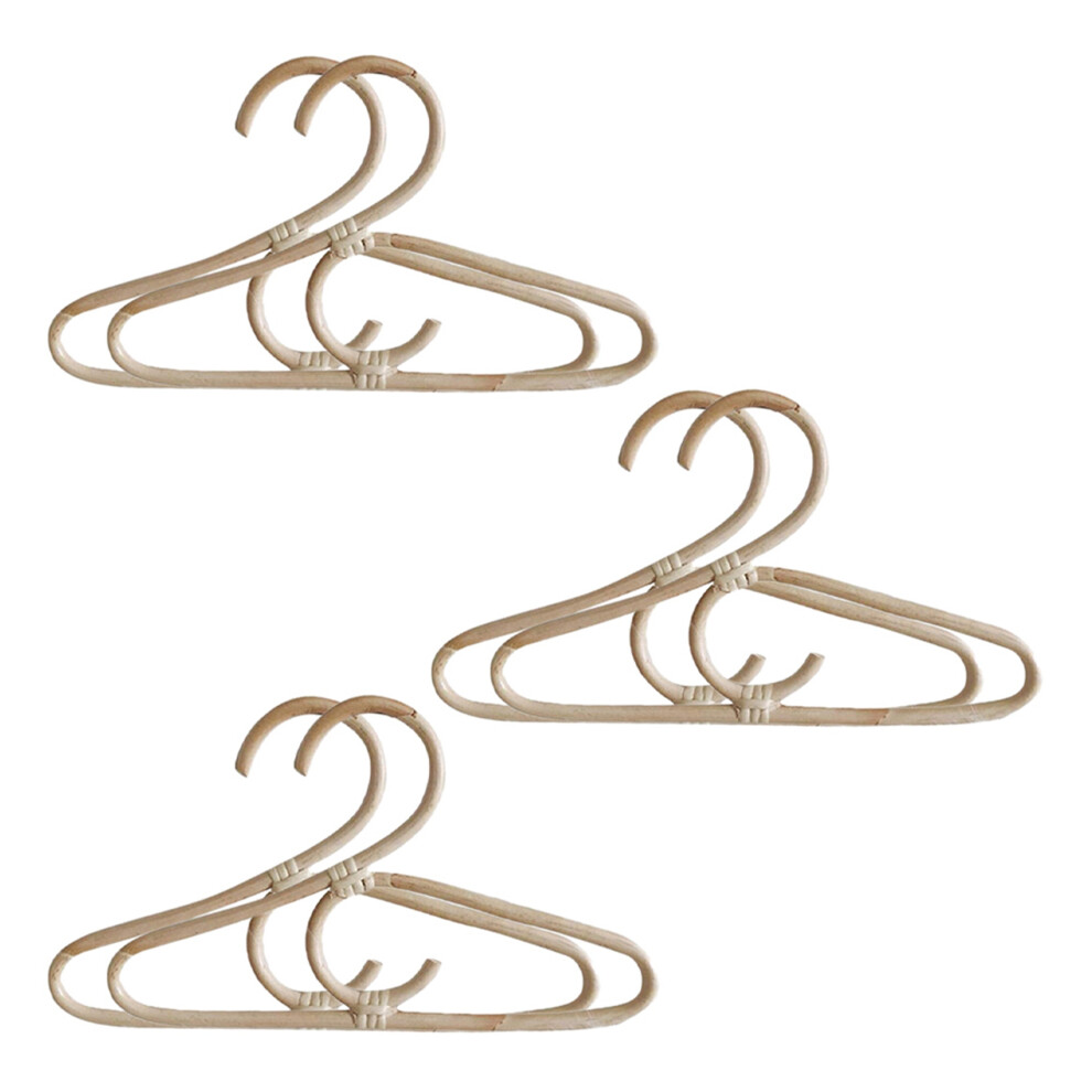 6Pcs Rattan Clothes Hanger Nordic Style Kids Garments Organizer Rack Children Hanger Kids Room Decor Hangers for Clothes