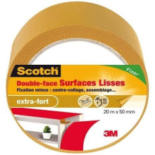SCOTCH - Adhesive tape - Double-sided - Smooth surfaces - Extra strong - 50 mm x 20 m