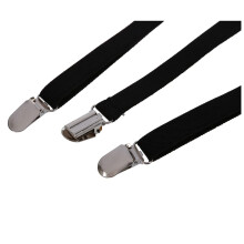 2X Adult Adjustable Metal Clamp Elastic Suspenders Braces Black
