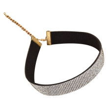 2X Women Velvet Full Diamond Crystal Rhinestone Choker Collar Boho Necklace Jewelry Silver Color