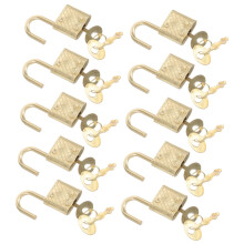 10 Pack Luggage Locks with Keys, Mini Padlocks for Suitcase Zippers, Zinc Alloy, Golden