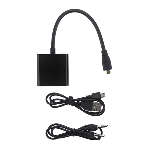 2X Micro- to VGA Adapter Cable 1080P Video Converter with Audio Jack USB Power Cable for  Camera Raspberry Pi 4 2