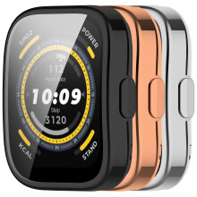 Screen Protector Case for Amazfit Bip 5, 3 Pack, Full Coverage, Black Rose Gold Silver