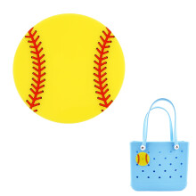 Yellow Softball Charm for Bogg Bag PushIn Insert Compatible with Simply Southern Beach Totes
