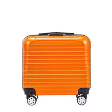 Carry On Luggage 16 Inch Rolling Suitcase Orange Travel Trolley Case