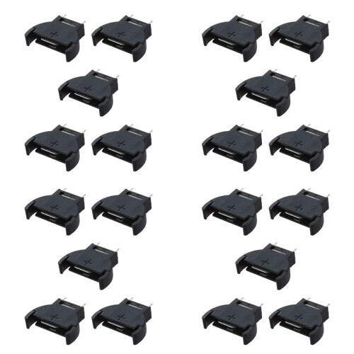 20 Pcs Black Plastic CR2032 Cell Button Lithium Battery Sockets Holder