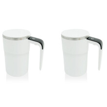 2X 380 Ml -Elektrokaffee-Selbstmischbecher, Kaffeebecher mit Digitalanzeige, USB-Wiederaufladbar, Automatischer Magnetbecher für Tee
