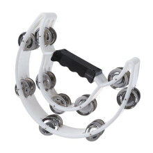 4X Double Row Jingles Half Moon Musical Tambourine Percussion Drum White Party KTV