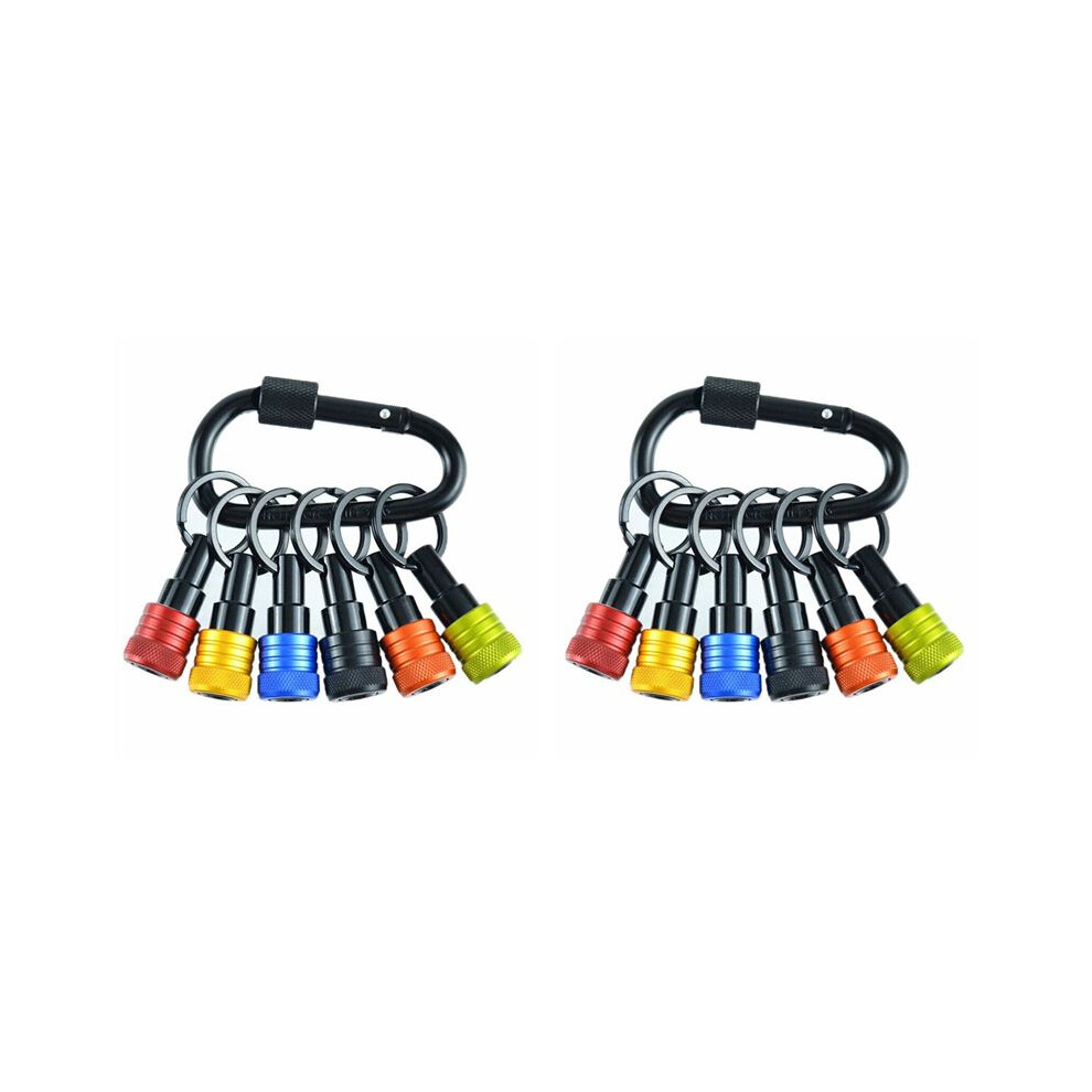 2X Bit Holder Keychain 12Pc -1/4In Hex Shank Bit Holders -For Nut Driver,Screwdriver Include Keychain Carabiner 4713708015110