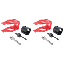 2X Kit de Instalación de Cerradura de Puerta, Kit de Perforación de Orificios de Puerta para Cerrojos y Cerraduras con Plantilla de Guía, Sierra