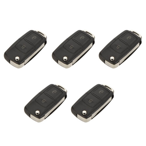 5X 2 Button Keyless Entry Remote Flip Folding Car Key Fob Shell Case and Button Pad Compatible with  MK4 Bora