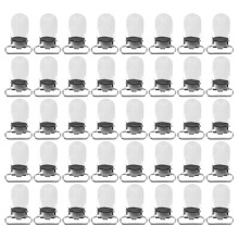 40 x Braces Clips Strap Hooks 20 mm Silver Coloured