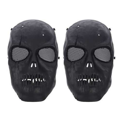 2X Airsoft Mask Skull Full Protective Mask - Black