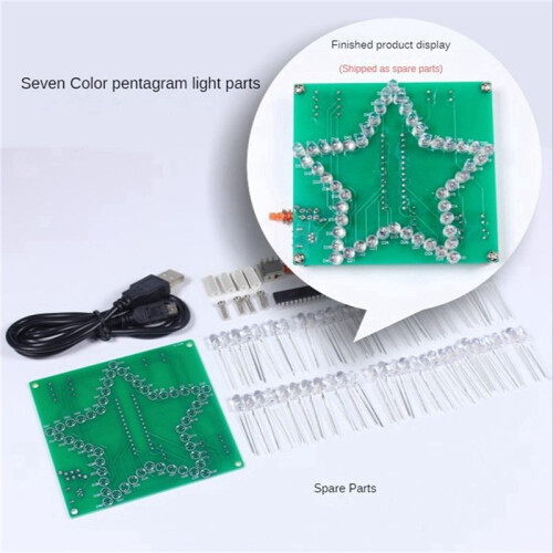 2X Soldering Suite Colorful Five-Pointed Star LED Flashing Marquee Light Circuit Board Kit,Without Shell