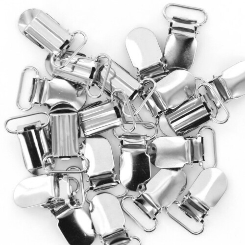 40 x Braces Clips Strap Hooks 20 mm Silver Coloured 1