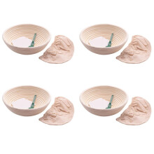 4pcs 10 Inch Bread Proofing Basket - Banneton Proofing Basket + Cloth Liner + Dough Scraper + Bread Lame