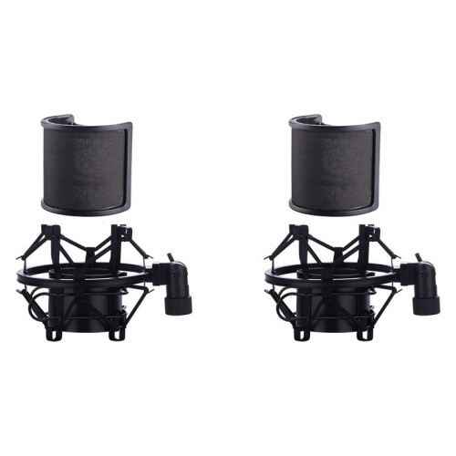 2X Supporto Antiurto per Microfono con Filtro per Microfono Supporto Antivento per Sospensione Parabrezza
