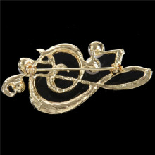 10X Elegant Music Note Brooch for Women Girl Dress Accessories Gold Crystal Brooch Rhinestone Pins 5.6Cmx3Cm