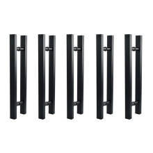 10X Matte Black Stainless Steel Glass / Wooden Door Handle
