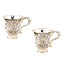 2Pcs Small Goblet Chalices European Style Embossed-silver