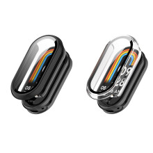 Screen Protector Case for Xiaomi Smart Band 10, 2 Pack Tempered Glass Bumper Cover, Black/Clear