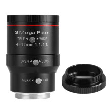3MP C Mount CCTV Camera Lens 412mm Manual Zoom with Adjustable Aperture and Day Night Vision for Security Surveillance