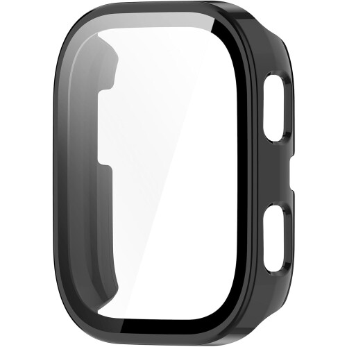 Screen Protector Case 2 Pack 9H Tempered Glass HD Clear Full Coverage (Black/Clear) for Amazfit Bip 6 1