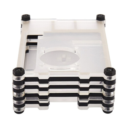 3X Cover nel Acrilico Trasparente / Trasparente e Nero per Raspberry Pi 4 Modello B, con Ventola di Raffreddamento per Raspberry Pi 4B