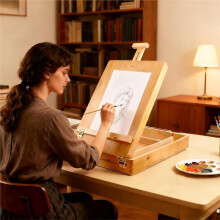 Chevalet de Table Réglable, Chevalet de Dessin en Bois de Hêtre avec Rangement A