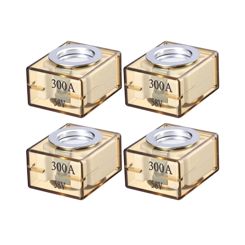 4 Pack 300A Mrbf Terminal Fuses, 58V Max Ip66 Waterproof Marine Rated Battery Fuse For Rv, Boat, Ev, Crane 4711707612910