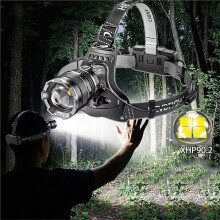 Potente Lampada Frontale A LED Ricaricabile, Torcia Frontale per Pesca, Ricerca e Campeggio con Sensore per Esterni