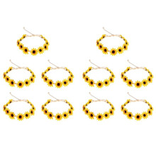10X Floral Autumn Sunflower Crown Hair Accessories Bridal Tiara Holiday Hair with Sunflower Hair Accessories