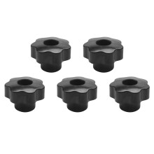 5X M10 10mm Dia Thread Black Plastic Star Clamping Knob Grip