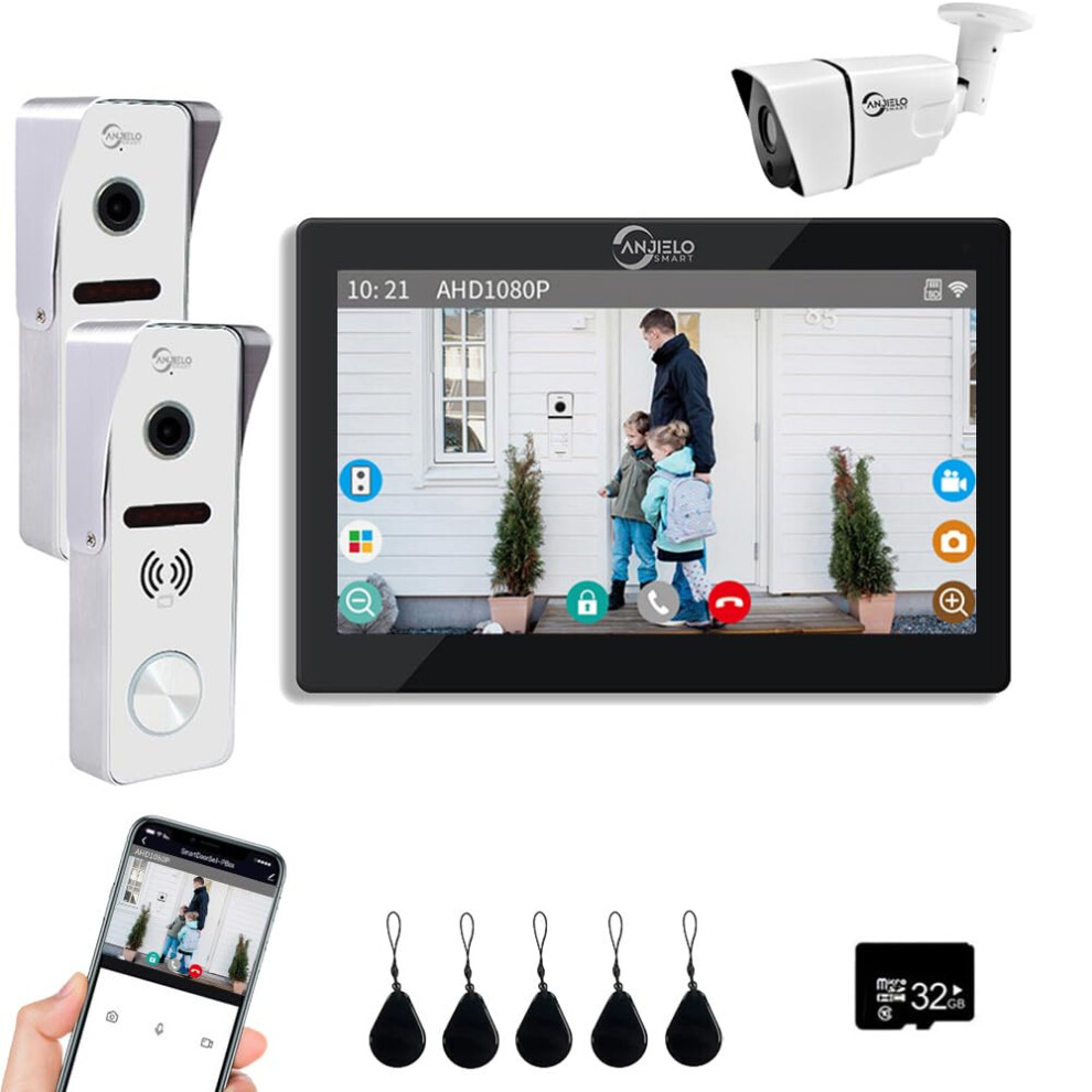 Video Doorbell System 7 Inch Touch Screen 1080P Wifi Smart Home Intercom Set For Tuya With Dual Doorbells 32G 9092120106534