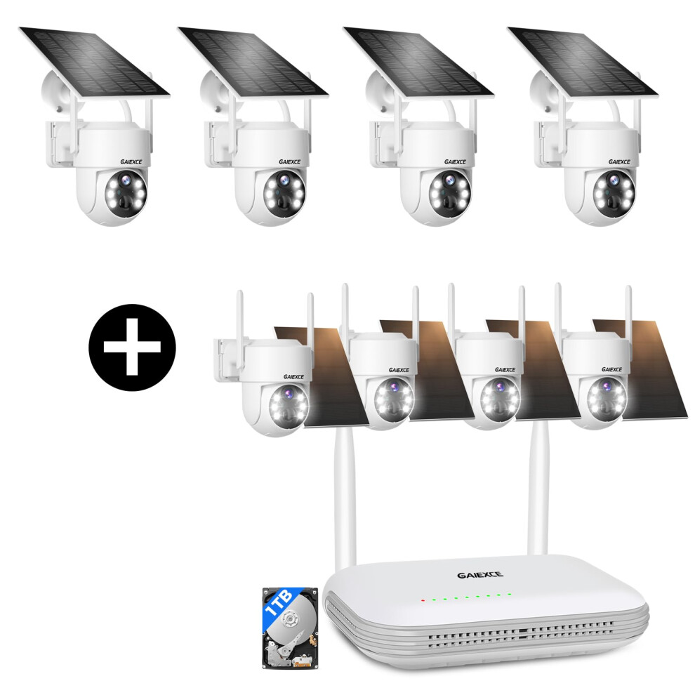 Solar Security Camera System With 4 Wireless Solar Cameras, Motion Detection, Night Vision, Weatherproof 9771547484516
