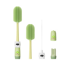 Soft Silicone Breast Pump And Bottle Cleaning Brush Set-Green
