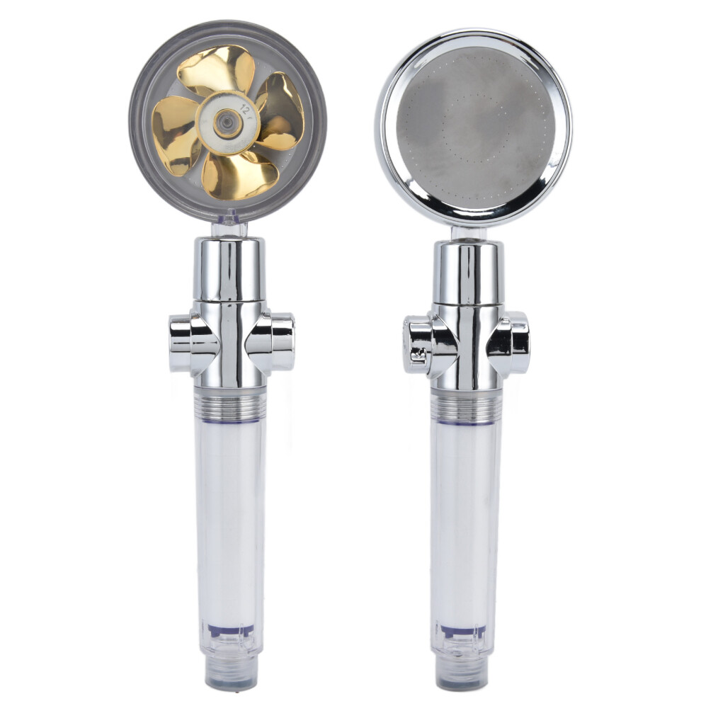 Turbocharged Handheld Shower Head 27X7.5cm 360 Rotation Gold 8171376781120