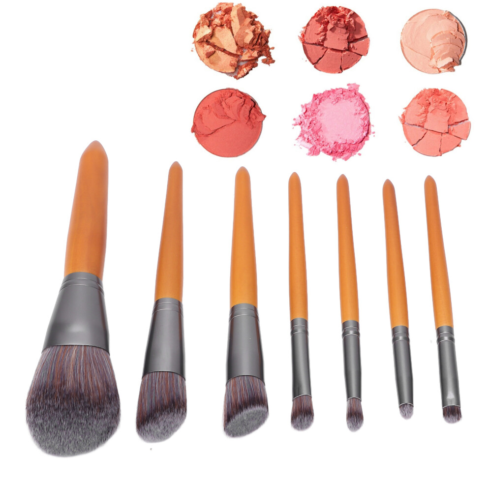 7pcs Super Soft Fiber Makeup Brushes Portable Set for Loose Powder & Eye Makeup