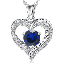 (September【Dark Blue Diamond】, Rose gold) Classic Elegant Women's New S925 Sterling Silver Eternal Heart Necklace, 12 Birthstone Versatile Pendant