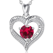 (July【Rose Diamond】, Rose gold) Classic Elegant Women's New S925 Sterling Silver Eternal Heart Necklace, 12 Birthstone Versatile Pendant