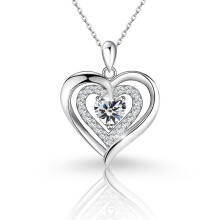 (【April】White Diamond, Rose gold) Classic Elegant Women's New S925 Sterling Silver Double Layer Necklace, 12 Birthstone Versatile Pendant