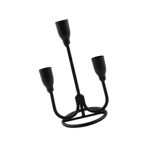 Elegant 3 Arm Iron Taper Candle Holders For Dining Table-Black