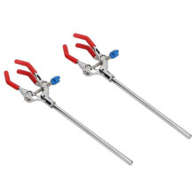 2X Lab Clamp 28cm 3 Prong Finger Style Rubber-Coated  Laboratory Clamp Multifunctional Condenser Extension Clamp
