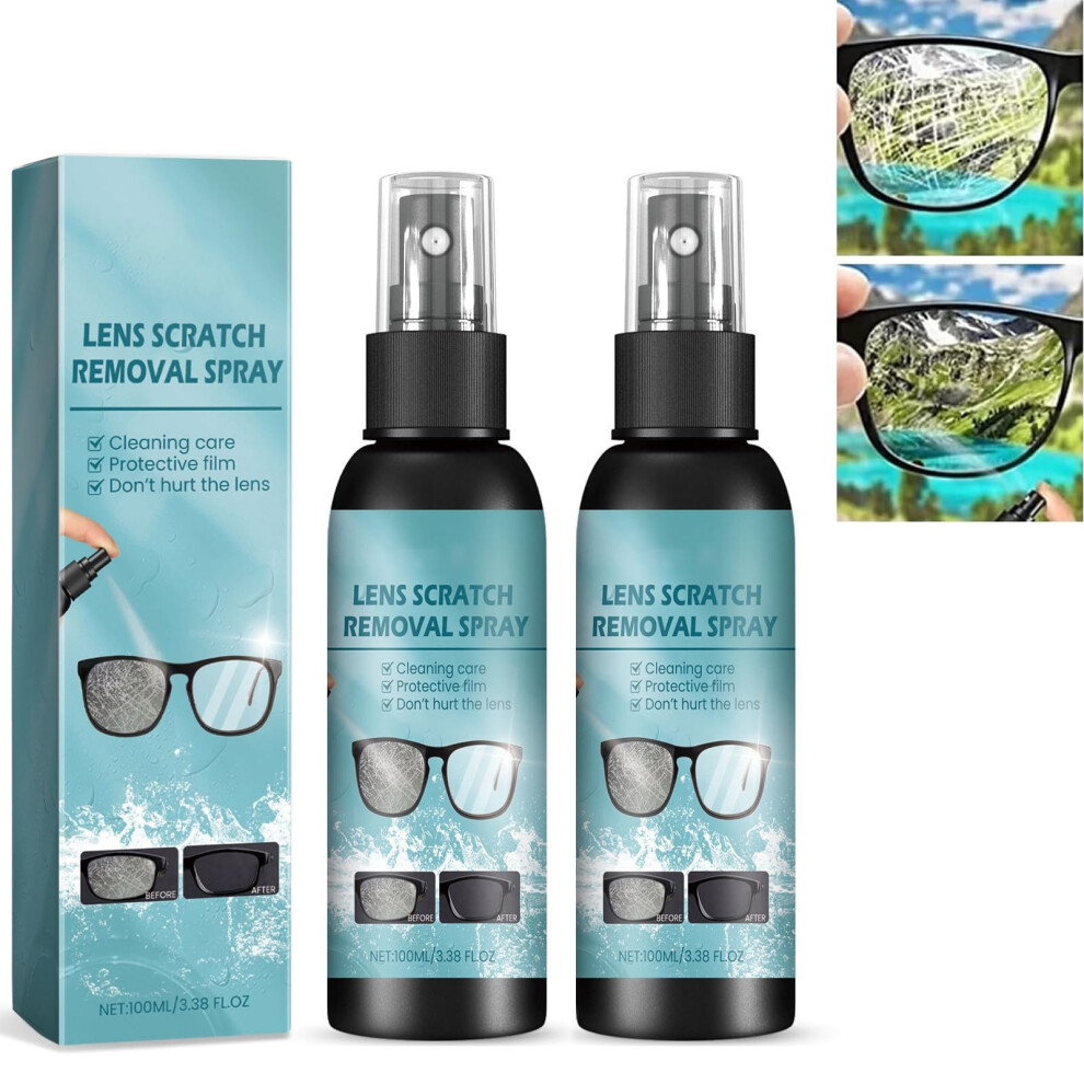 2 Pcs Eyeglass Scratch Remover Spray, Lens Scratch Remover Kit for Glasses, Clear Vision Care, Easy Spray Application