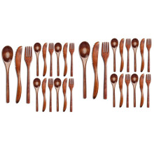 30 Stück HolzlöFfel Gabel Messer Besteck Set Holz Geschirr Set Küche Holz Besteck Geschirr Besteck Set