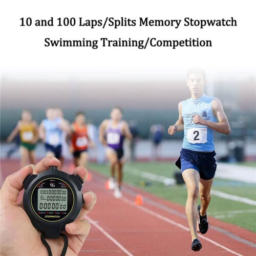 4X Digital Sports Stopwatch, 10Lap /Split Memory Stopwatch Count Down Timer, Large Display Waterproof 12/24 Hour Clock 2