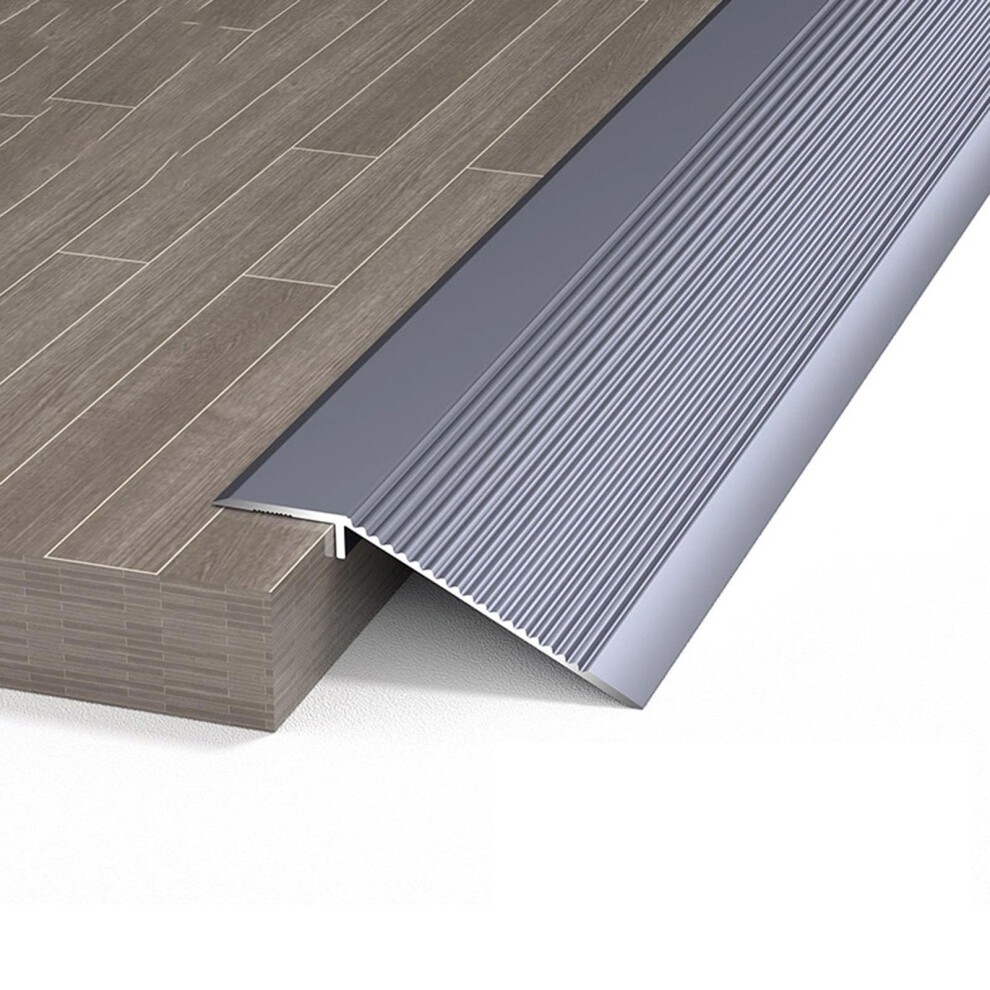 Gray Aluminum Door Threshold Ramp For Robot Vacuum, Nonslip Transition Strip For Laminate And Tile 9771547486497